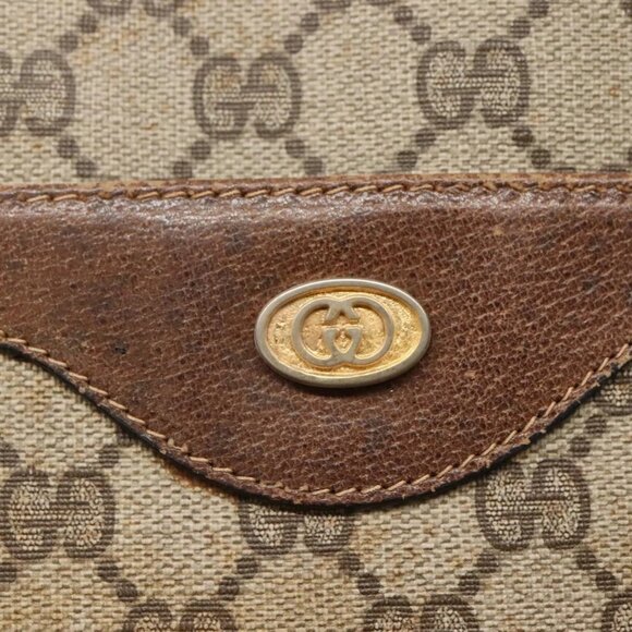 GUCCI GG Supreme Web Sherry Line Tote Bag PVC Beige Green Red Auth 117760 - Picture 10 of 16